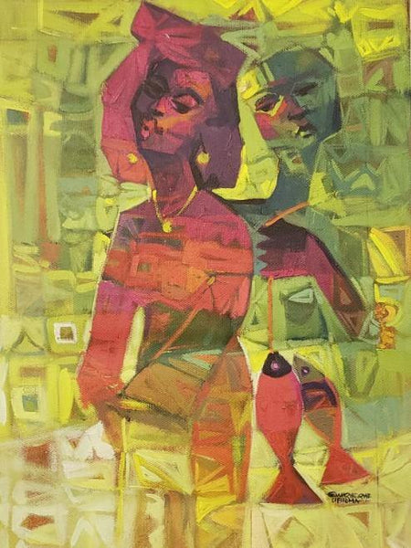 African Art, Painting, Loneliness 1 - Afro Crafters