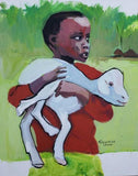 African Art, Painting, African Farm Boy I. - Afro Crafters