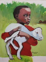 African Art, Painting, African Farm Boy I. - Afro Crafters