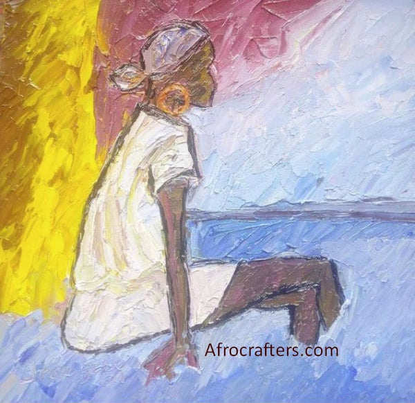 African Art, Painting, Quiet Time Series 1.