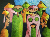 African Art, Painting, Happy Family I. - Afro Crafters