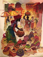 African Art, Painting, Market Seller III. - Afro Crafters