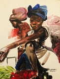 African Art, Painting, Market Seller V.