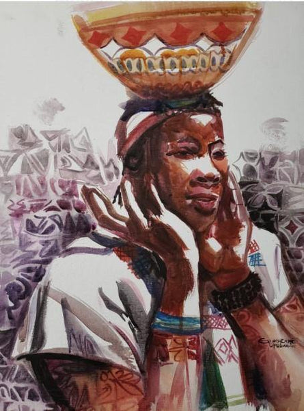 African Art, Painting, Milk Maid X. - Afro Crafters