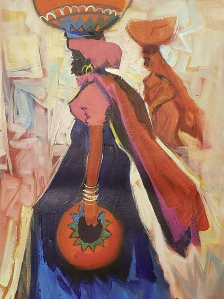 African Art, Painting, Milk Maid II - Afro Crafters