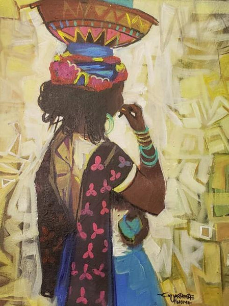 African Art, Painting, Milk Maid III - Afro Crafters