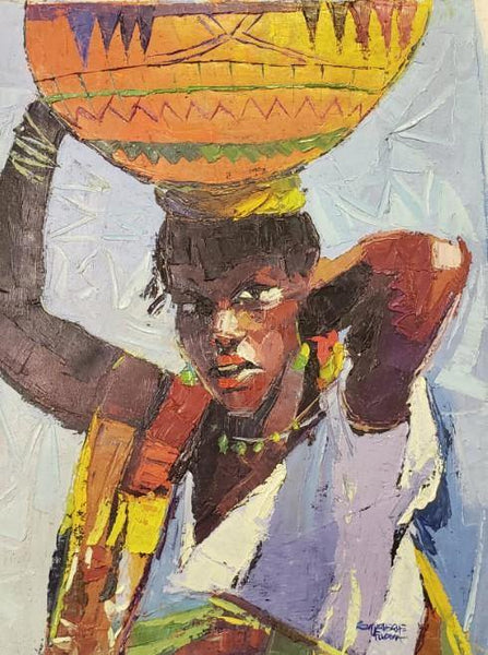 African Art, Painting, Milk Maid IV - Afro Crafters