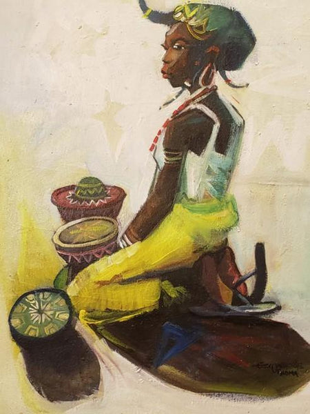 African Art, Painting, Milk Maid VI - Afro Crafters
