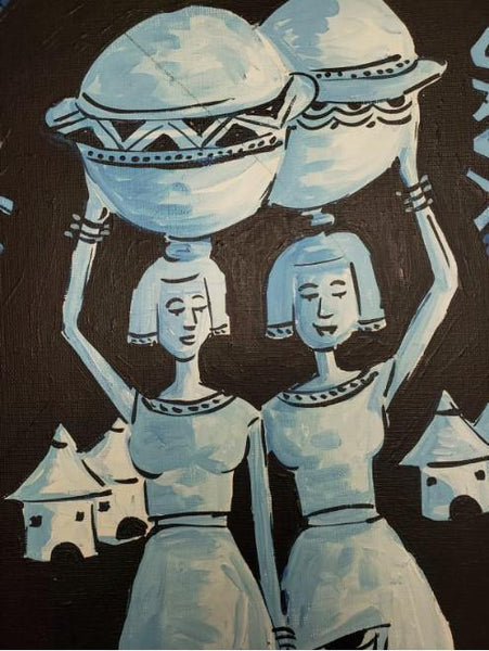African Art, Painting, Milk Maid VII. - Afro Crafters