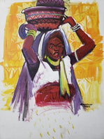 African Art, Painting, Milk Maid VIII. - Afro Crafters