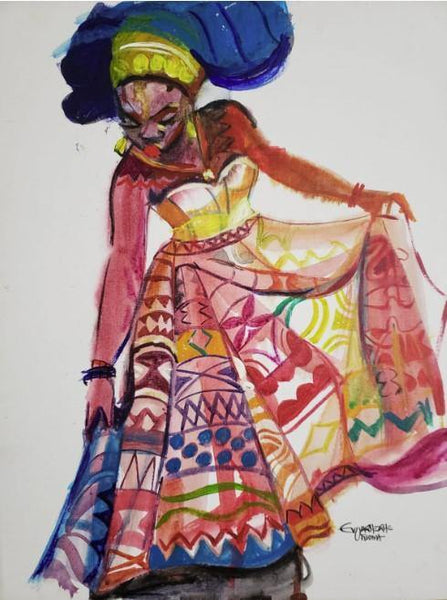African Art, Painting, Our Daughter IV - Afro Crafters