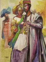 African Art, Painting, The Couple II - Afro Crafters