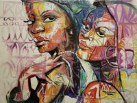 African Art, Painting, Two Friends 1. - Afro Crafters