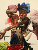 Art & Crafts Painting African Art, Painting, Market Seller V.